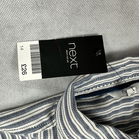 Next Size 14 Blue And White Stripey Shirt Tassles BRAND NEW WITH TAGS - Picture 2 of 2